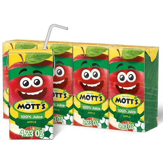 Mott's 100% Original Apple Juice, 4.23 fl oz boxes, 4 pack 11 count
