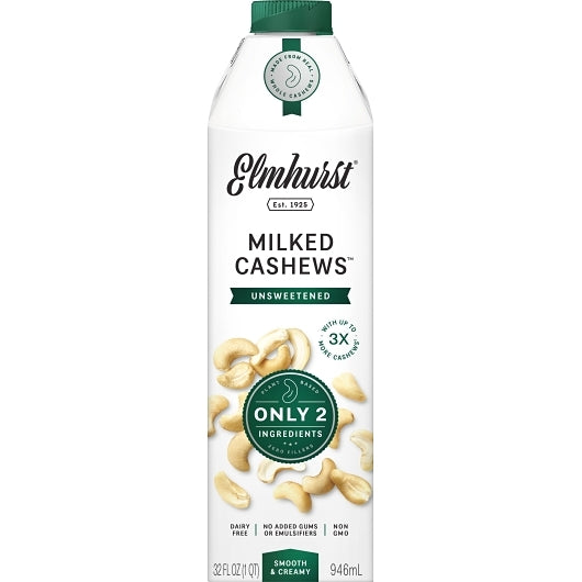 ELMHURST UNSWEETENED CASHEW MILK, 6