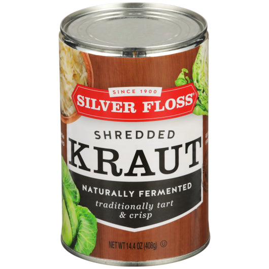 SILVER FLOSS VEGETABLE SHREDDED SAUERKRAUT CANNED, 24 - 14.4 OZ