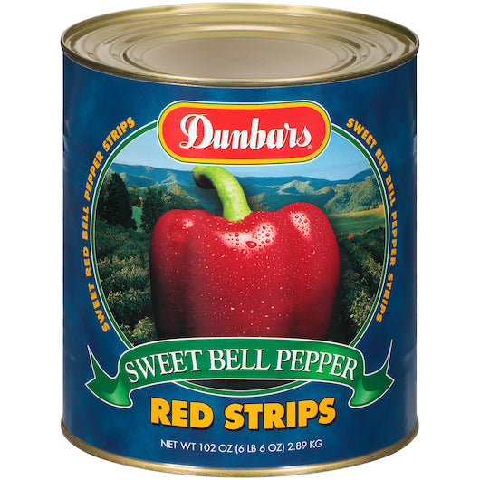 6/10 Red Pepper Strips, Dunbar Label