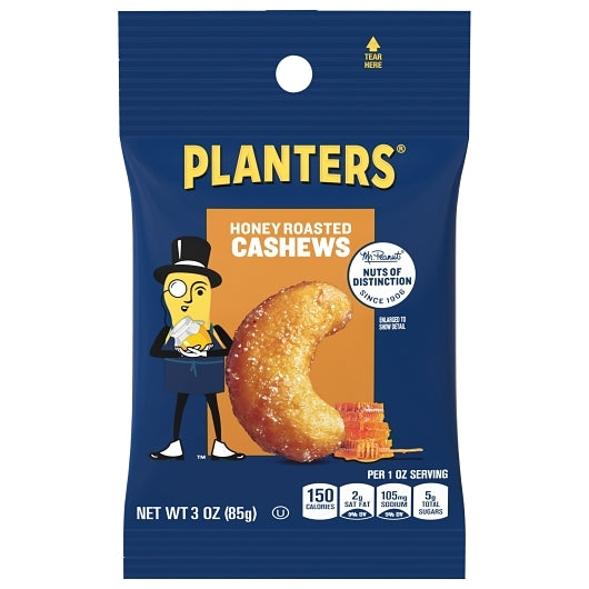 PLANTERS HONEY ROASTED CASHEWS, 12 - 3 OZ
