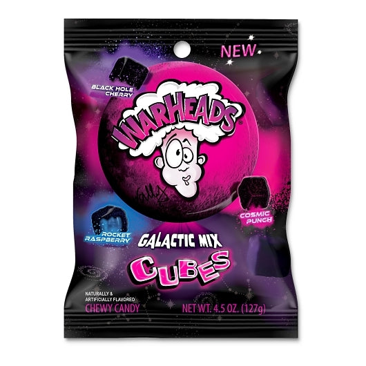 WARHEADS GALACTIC MIX CUBES PEG BAG, 12 - 4.5OZ