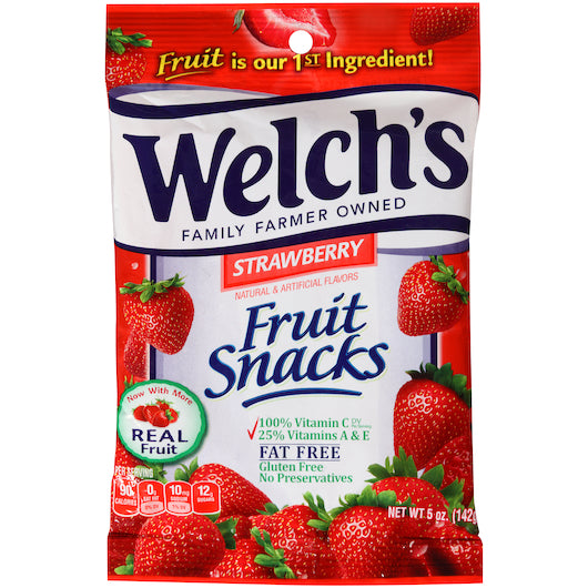 WELCH'S STRAWBERRY FRUIT SNACKS, 12 - 5 OZ