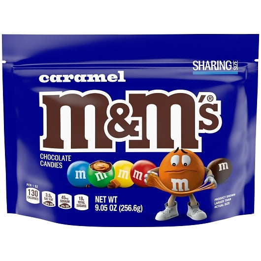 M&M'S CARAMEL STAND UP POUCH 9.05 OUNCES PER BAG 8 PER CASE