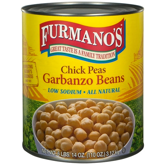 FURMANOS LOW SODIUM ALL NATURAL EXTRA FANCY CHICKPEAS, 6 - 110 OZ