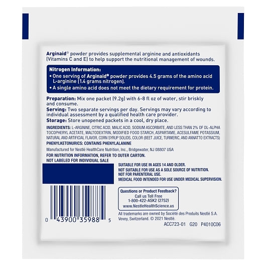 NESTLE ARGINAID Wound Care - Powder Powder Mix Aids in wound care Chry