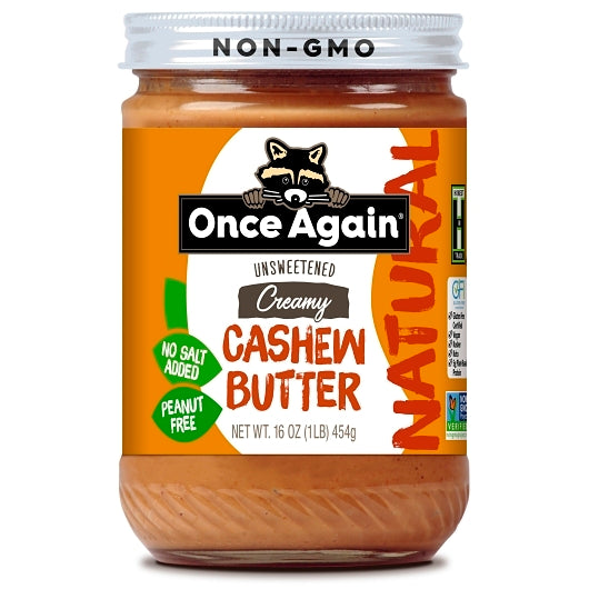ONCE AGAIN NUT BUTTER CREAMY CASHEW BUTTER, 6- 16 OZ