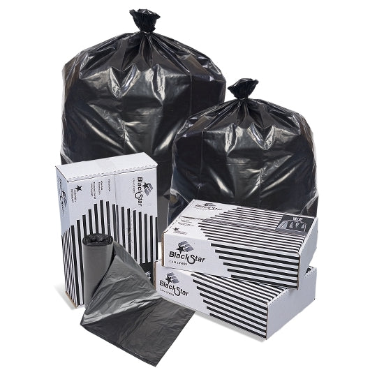38x58,.95 Mil,60 Gallons,Black,Star,Perf Roll,100(10/10 Count - 60 Gallon Bag),No Print,