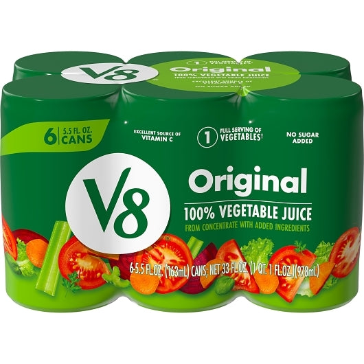 V8 JUICE VEGETABLE 8 SIX COUNT 5.5Z, 8 - 33 FO