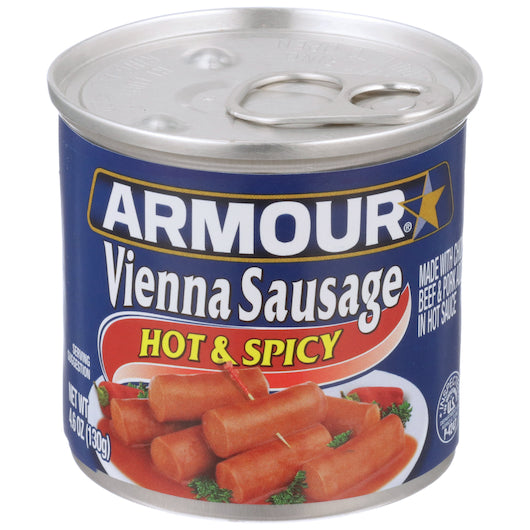 Armour Star Vienna Sausage, Hot & Spicy Flavored, Canned Sausage, 4.6 OZ (Pack of 24)