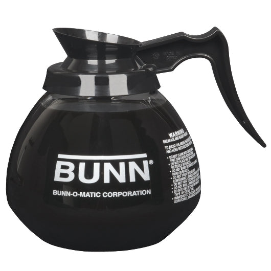BUNN BLACK HANDLE 12 CUP GLASS COFFEE DECANTER, 1 - 3 CNT