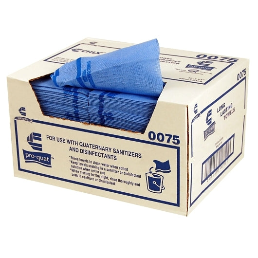 0075, Chix(R) Pro-Quat Foodservice Towel, Blue w/ blue print, med-hvy duty, 13?x21?