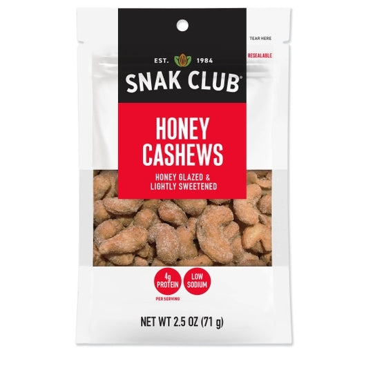 SNAK CLUB HONEY CASHEWS, 6 - 2.5 OZ