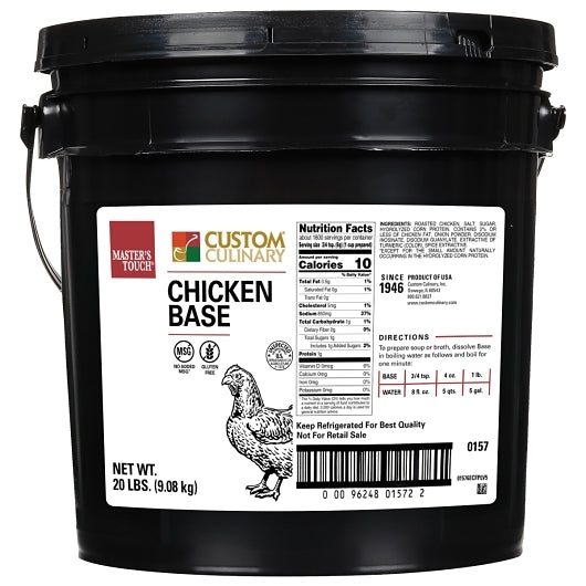Custom Culinary Master's Touch Chicken Base Gluten Free No MSG Added 20 LB Pail