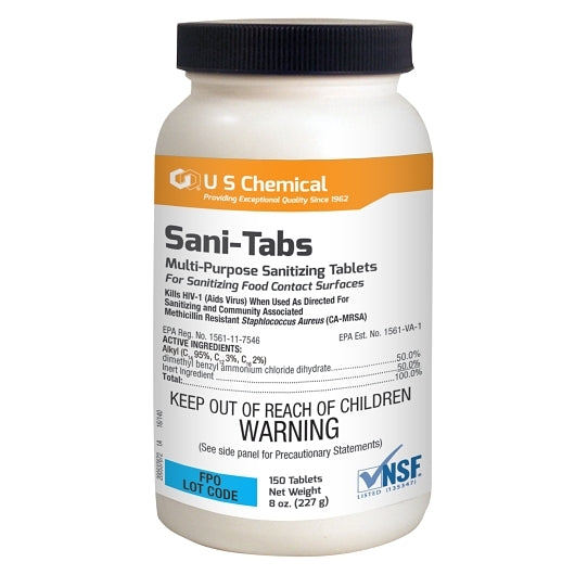 U.S.CHEMICAL SANITIZER TABS, 6 - 150 PC