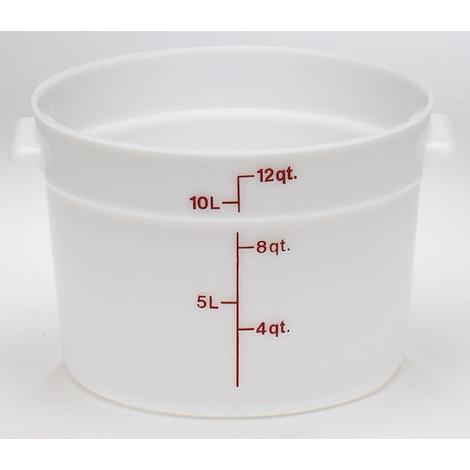 CAMBRO PLASTIC ROUND 12 QUART WHITE POLY CONTAINER, 1 - 1 EA
