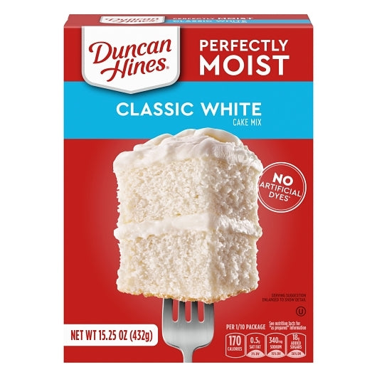Duncan Hines Signature Perfectly Moist Classic White Cake Mix, 15.25 OZ Box Cake Mix (12 Pack)