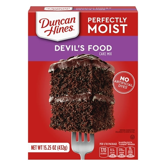 Duncan Hines Signature Perfectly Moist Devil's Food Cake Mix, 15.25 OZ Box Cake Mix (12 Pack)