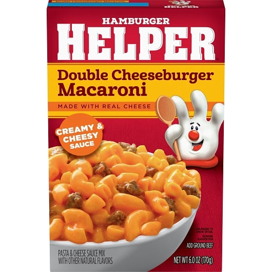 HELPER DOUBLE CHEESEBURGER MACARONI, 12 - 6 OZ