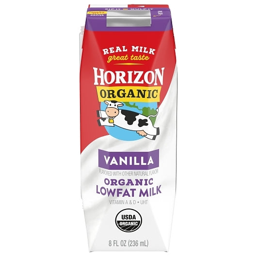 HORIZON ORGANIC 1% REDUCED FAT SINGLE SERVE VANILLA ASEPTIC MILK, 18 - 8 FO