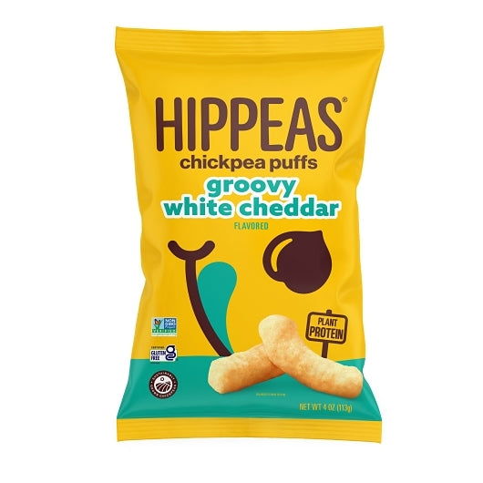 HIPPEAS - Non-GMO Chickpea Puffs -Vegan WhiteCheddar (4oz x 12)