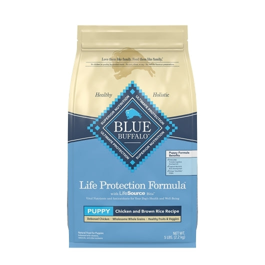 BLUE BUFFALO LIFE PROTECTION FORMULA PUPPY DOG CHICKEN & BROWN RICE DRY FOOD BAG, 3 - 5 LB