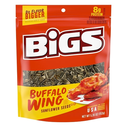 BIGS Buffalo Wing Sunflower Seeds, Keto Friendly Snack, Low Carb Lifestyle, 5.35-oz Bag (Pack of 12)