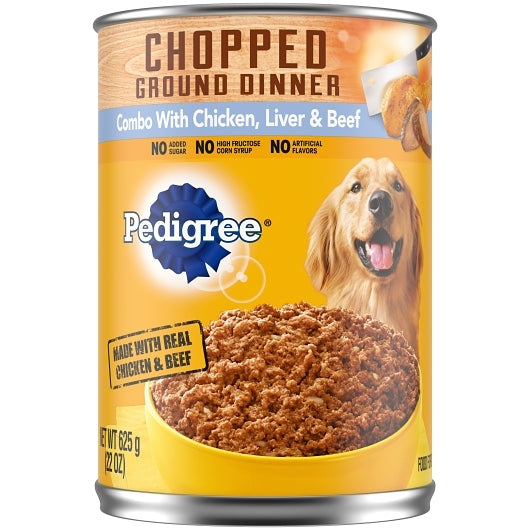 PEDIGREE DOG FOOD CHOPPED COMBO CHICKEN & BEEF LIVER CANNED, 12 - 22 OZ