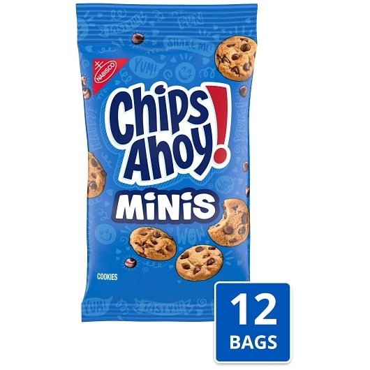 NABISCO CHIPS AHOY! MINI COOKIES-SINGLE SERVEBIG BAG 3 OZ x 12