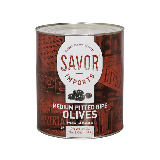 SAVOR IMPORTS CANNED MEDIUM, PITTED, RIPE OLIVES, 6 - 10 EA