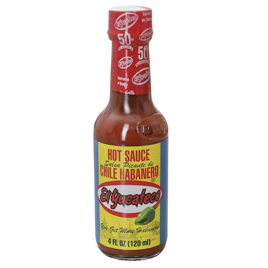 EL YUCATECO RED HABERNO HOT SAUCE, 12 - 4 FO