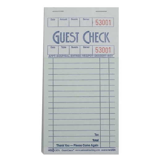 NCCO GUEST CHECK 1 PART 3.5X6.75, 1 - 2500 EA