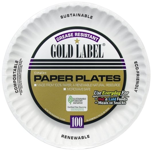 GOLD LABEL GREASE RESISTANT 9 INCH PAPER PLATE, 10 - 10 CNT