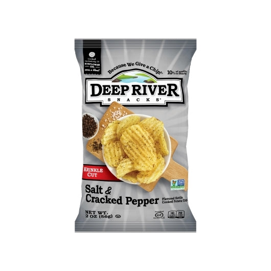 DEEP RIVER SNACKS CRACKED PEPPER & SALT KRINKLE CUT KETTLE POTATO CHIPS, 24 - 2 OZ
