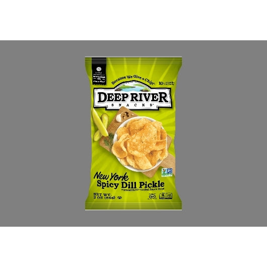 DEEP RIVER SNACKS NEW YORK SPICY DILL PICKLE KETTLE POTATO CHIPS, 24 - 2 OZ