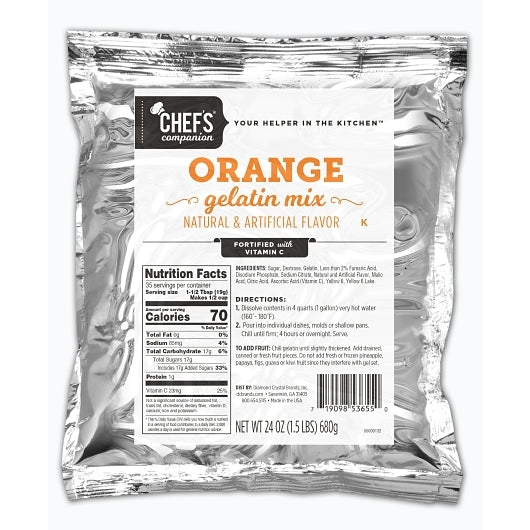 CHEFS COMPANION ORANGE GELATIN, 12 - 24 OZ