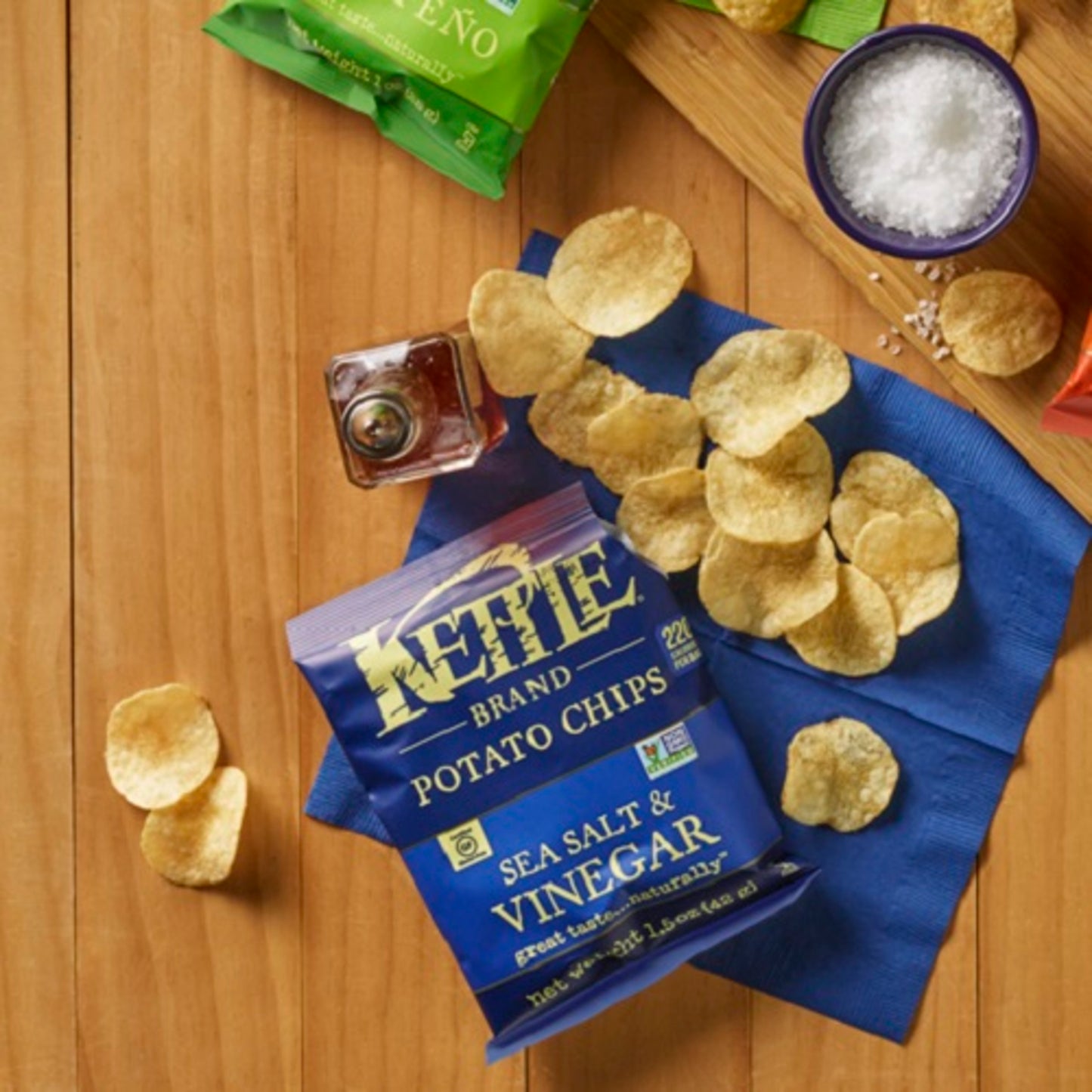 Kettle Brand Potato Chips, Sea Salt & VinegarKettle Chips, Snack Bag, 1.5 Oz