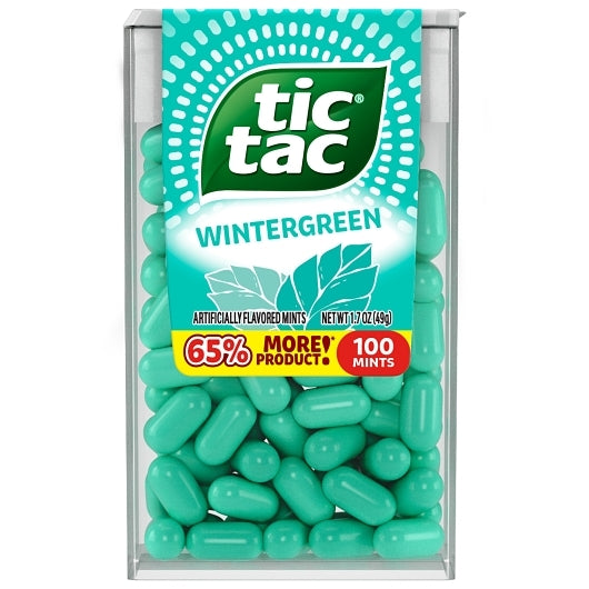 TIC TAC Wintergreen Hard Candy Fresh Breath Mints 100pc, 1.7oz / 49g - T100x12x24