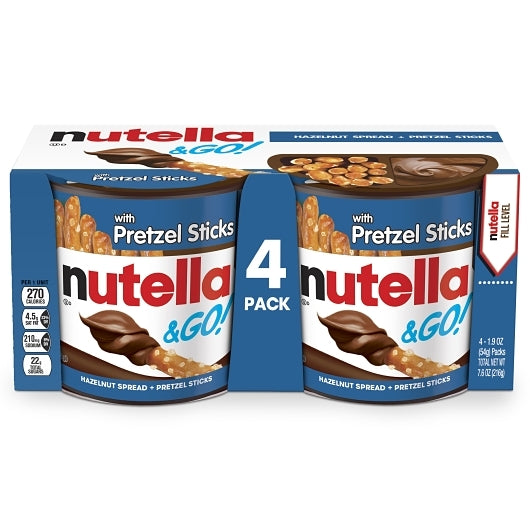 NUTELLA & GO! with Pretzel Sticks, 4 Convenient 1.9oz Snack Packs 7.6oz x6