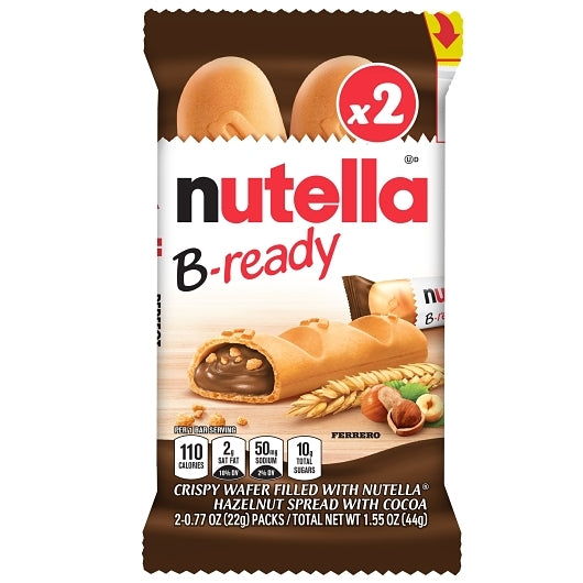 NUTELLA B-READY Crisp wafer filled with Nutella Hazelnut Spread 1.55oz / 44g T2x16x4