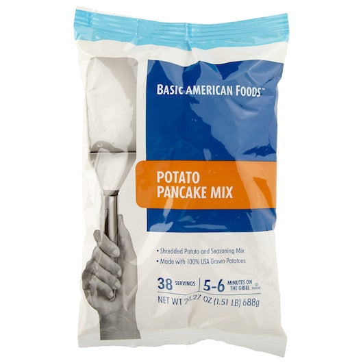 Basic American Foods Potato Pancake Mix, 174 pancakes (70g) per case, crispy, fresh-shred taste, 6/2