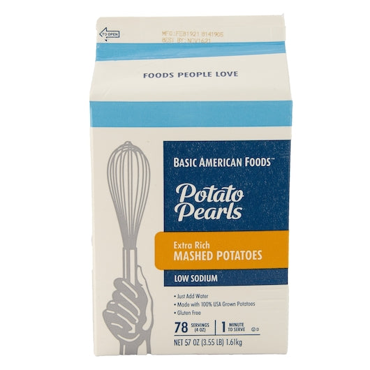 Potato Pearls(R) Extra Rich Mashed Potatoes, Low Sodium, Just Add Water, 468 servings (4 OZ) per cas