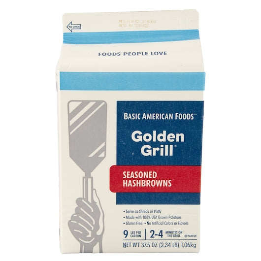 Golden Grill(R) Seasoned Hashbrowns, 372 half-cup servings per case, loose shred or patty,grills fa
