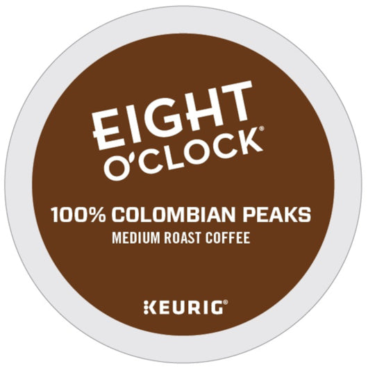 EIGHT O'CLOCK COLOMBIAN PEAKS KEURIG SINGLE-SERVE K-CUP PODS, MEDIUM ROAST COFFEE, 4 - 24 CNT