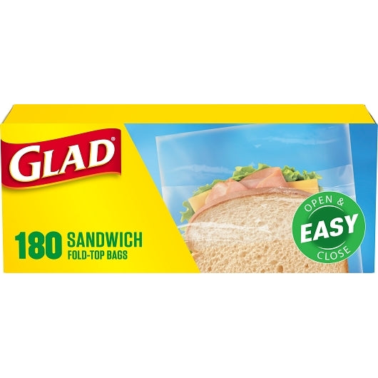 GLAD FOLD TOP SANDWICH FOOD STORAGE, 12 - 180CNT
