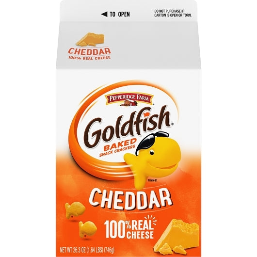 PEPPERIDGE FARMS GOLDFISH CRACKERS, CHEDDAR, 6 - 26.3 OZ
