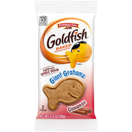 PEPPERIDGE FARMS GOLDFISH CINNAMON WHOLE GRAIN GIANT GRAHAMS, 300 - 0.9 OZ