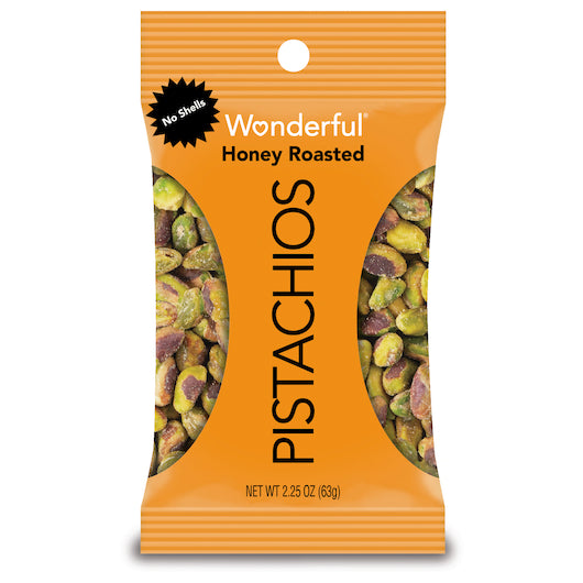 WONDERFUL PISTACHIOS NO SHELL HONEY ROASTED PISTACHIOS, 3 - 8 - 2.25 OZ