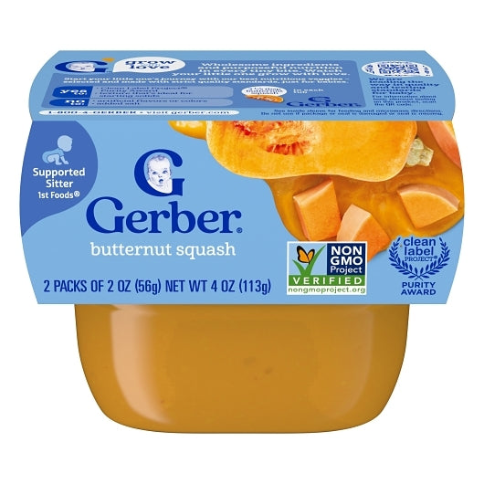 GERBER NATURAL FOR BABY 1st Foods Butternut Squash MultiPack 8 2Tray 2x2oz Tub