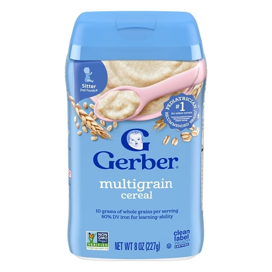 GERBER CEREAL FOR BABY GRAIN AND GROW 2nd Foods Non GMO MultiGrain Multi Pack 2Tray 3x8oz Canister